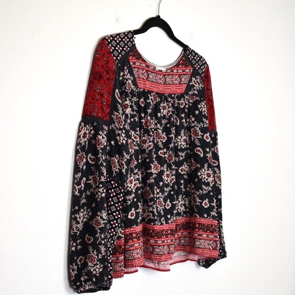 Knox Rose Black and Red Floral Blouse - Picture 4 of 16